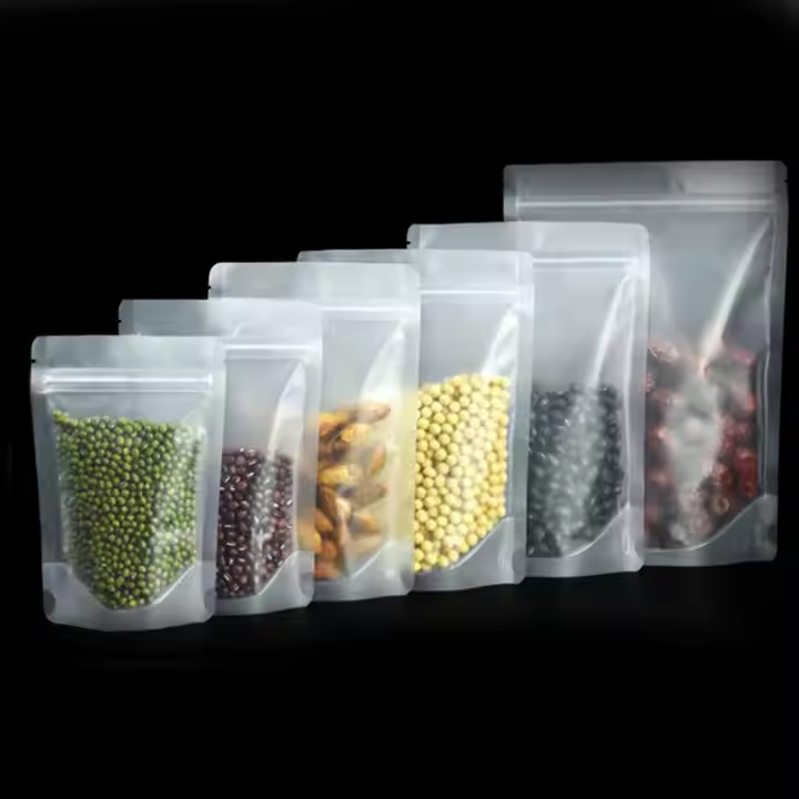 Frosted Transparent Zipper Stand-up Pouches