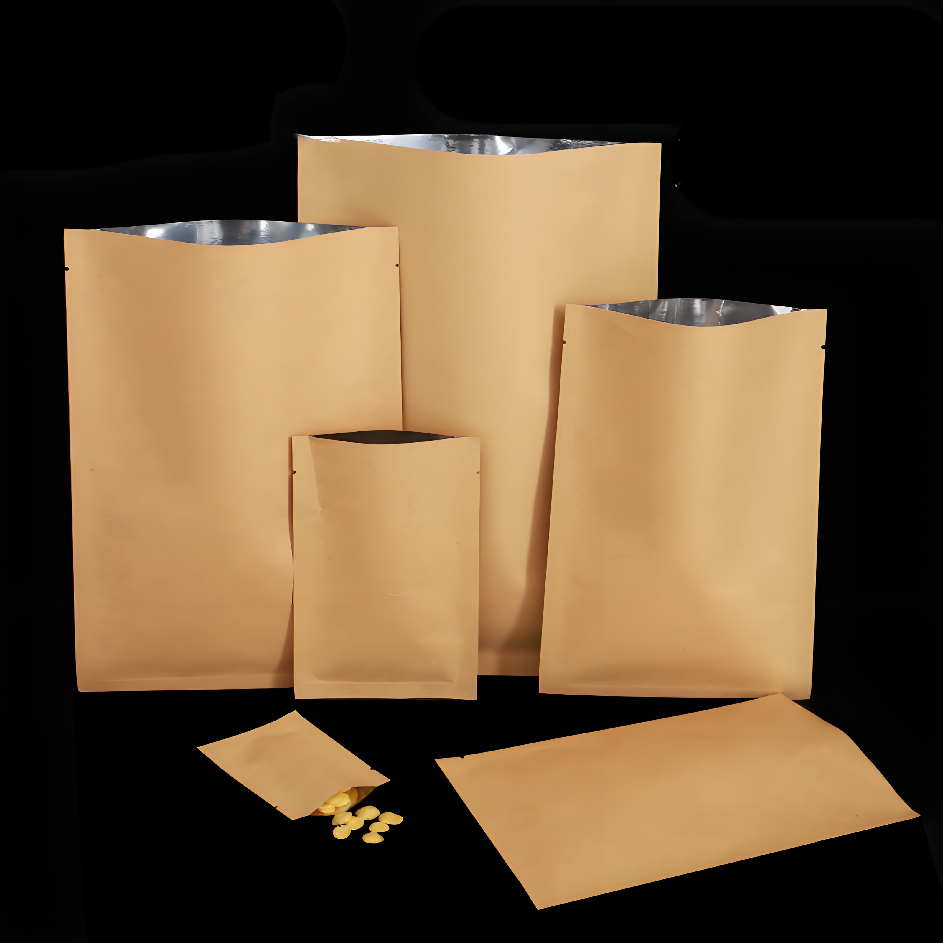 Kraft Paper Aluminized Non-zipper 3 Sealed Pouches
