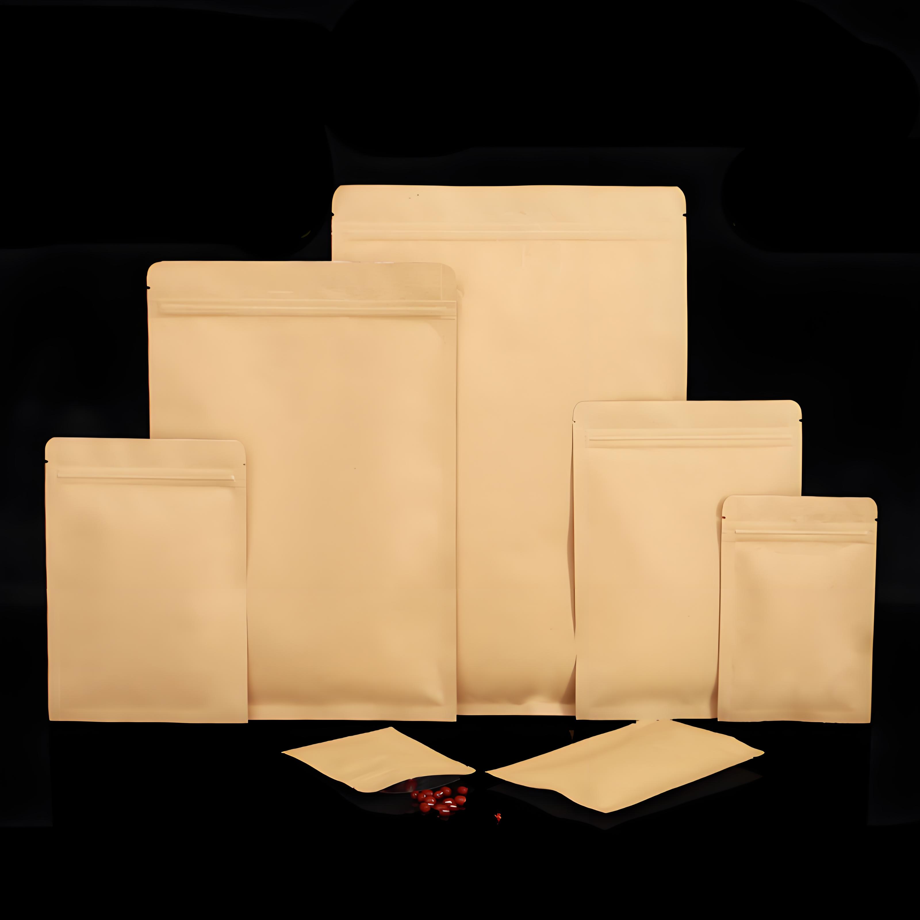 Kraft Paper Aluminized Zipper 3 Sealed Pouches